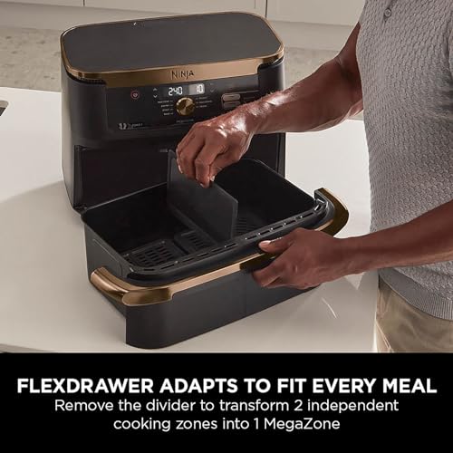 Ninja Foodi FlexDrawer Air Fryer, Dual Zone with Removable Divider, Large 10.4L Drawer, 7-in-1