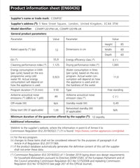 COMFEE' Freestanding Dishwasher CDWPF1201PB-UK 60cm Width, Full Size Dishwasher with 12 place settings