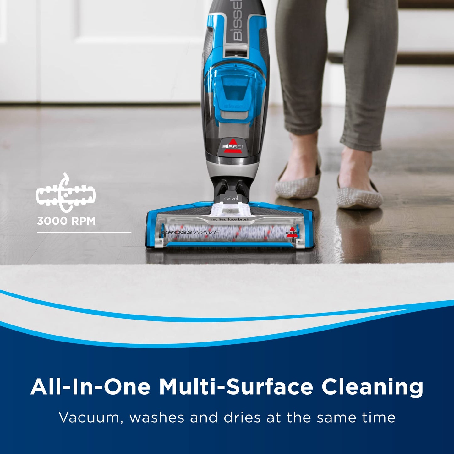 BISSELL CrossWave, 3-in-1 Multi-Surface Vacuum Cleaner, Floor cleaner machine All in One Step Vacuums