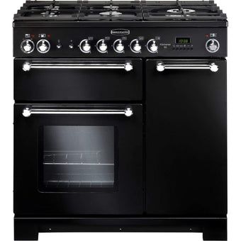 compare product 90cm Dual Fuel Range Cooker with Gas Hob & Electric Ovens – Black
