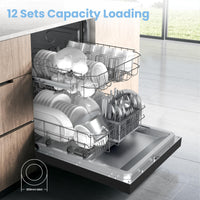 COMFEE' Freestanding Dishwasher CDWPF1201PB-UK 60cm Width, Full Size Dishwasher with 12 place settings